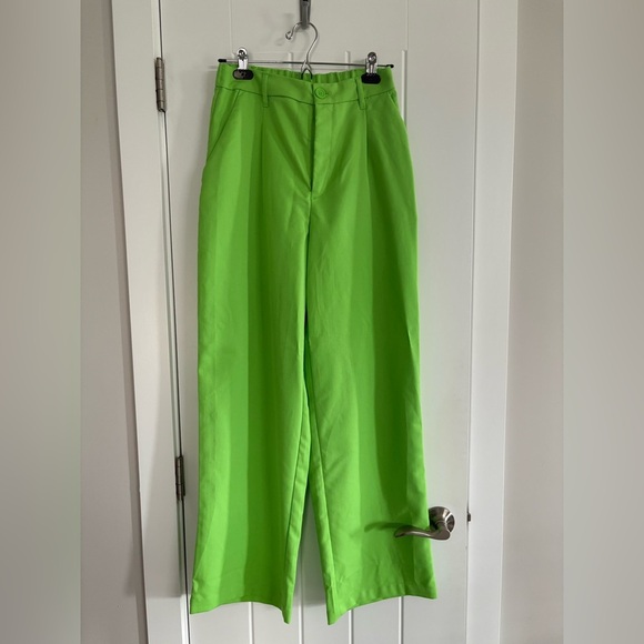H&M Neon Green Trousers Size 6 - Picture 1 of 3